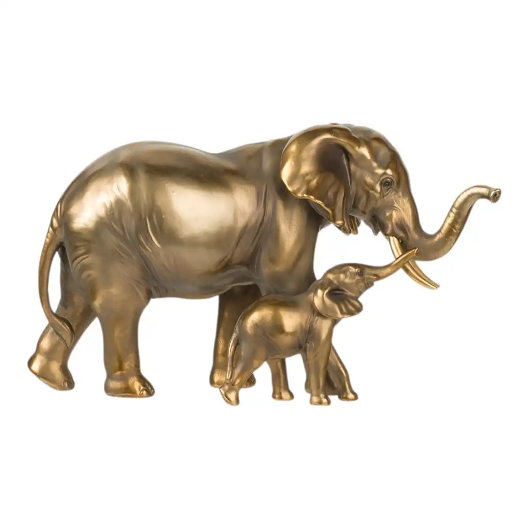 Cast Bronze Elephant & Calf
