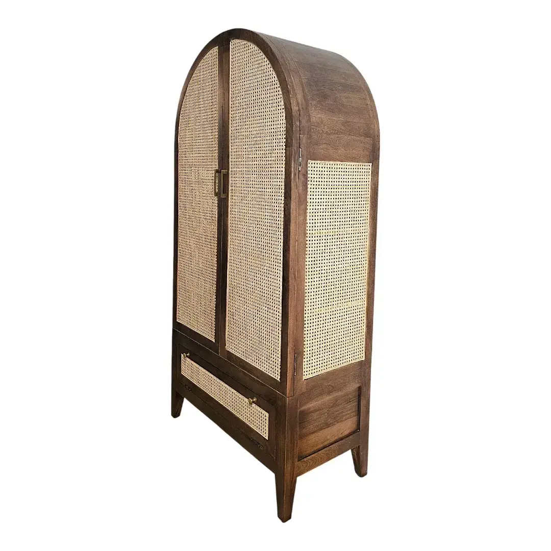 Archway Cane Door Storage Cabinet