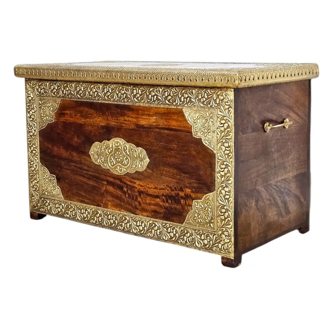 Marwari Rosewood & Brass-Clad Trunk