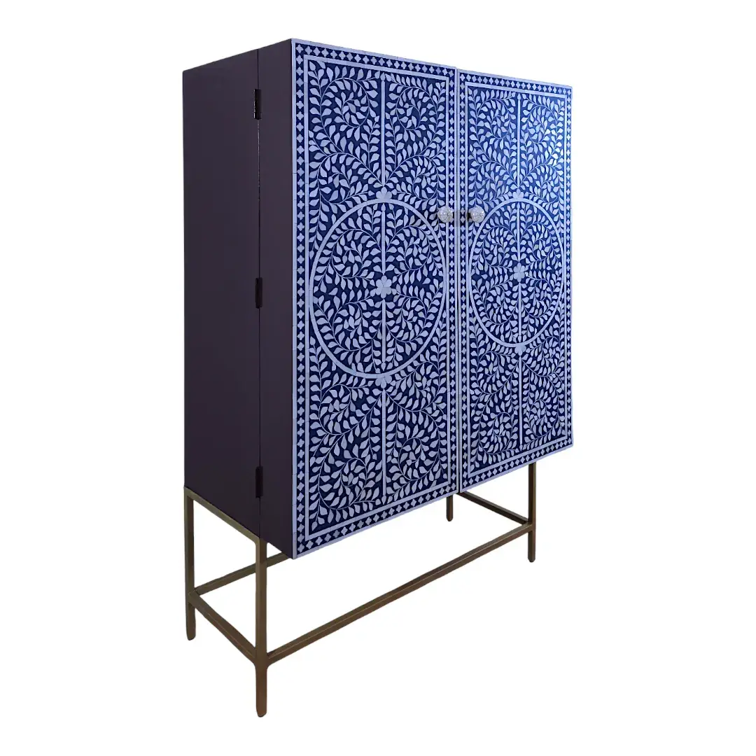 Indigo Botanical Bone Marquetry Bar