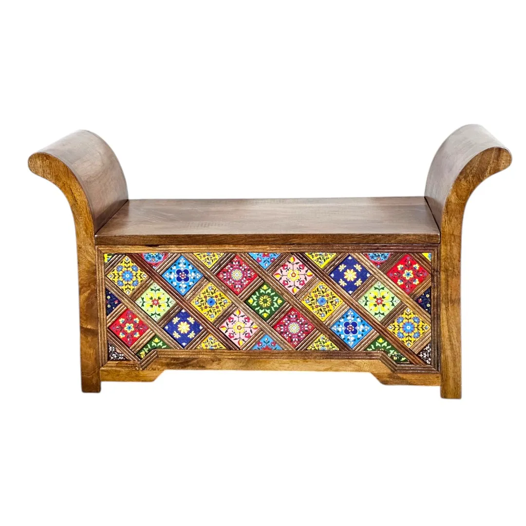 Qasr Al-Atlas Mango Wood & Azulejo Trunk (Malle d'Orient)