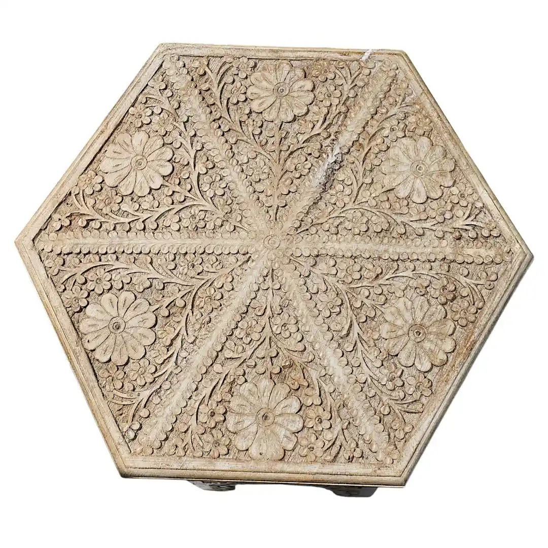 Soltan Al-Mansur Carved Mango Wood Pedestal