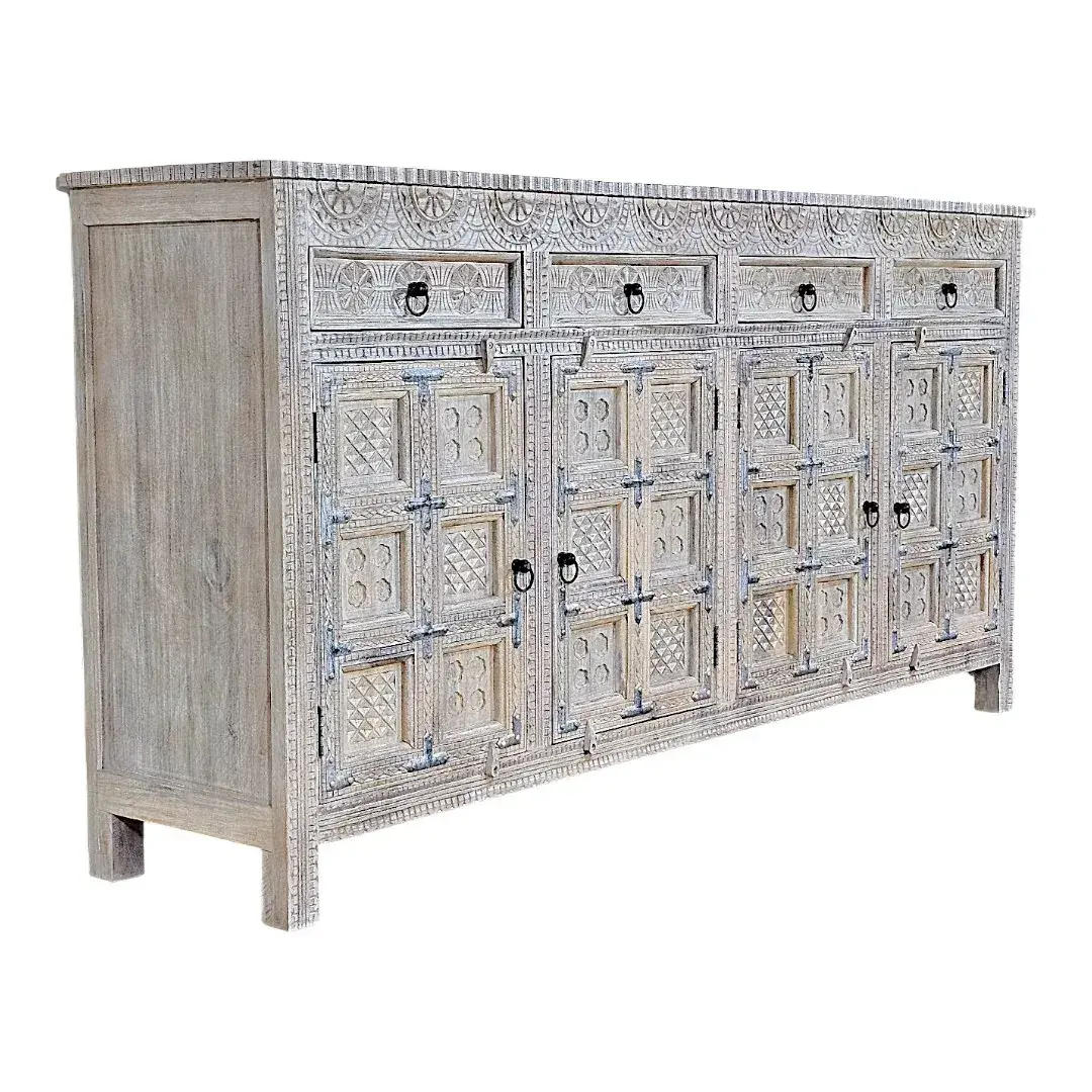 Hand-Carved Whitewash Buffet