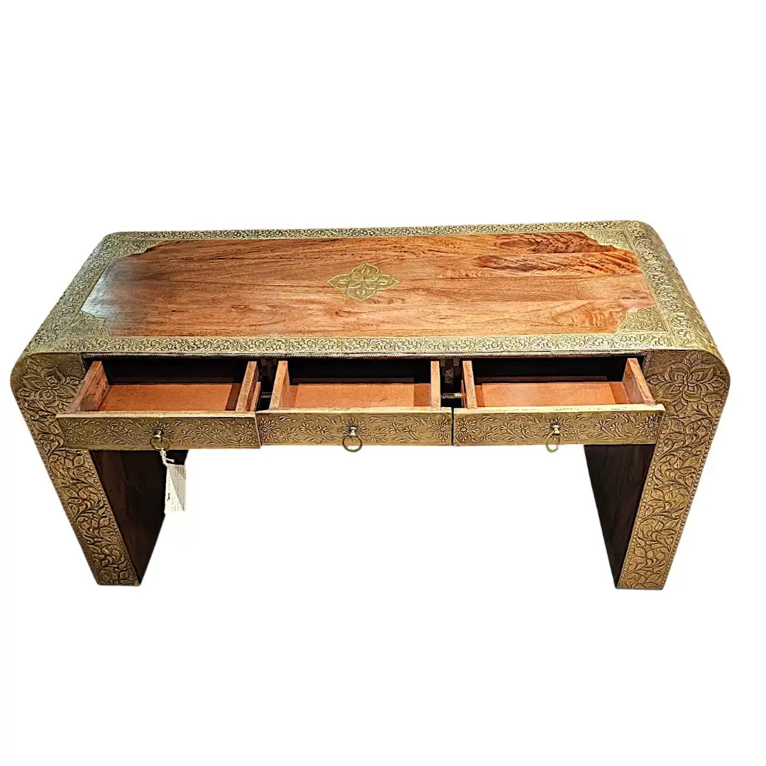 Marigold Rosewood & Brass Detail Console