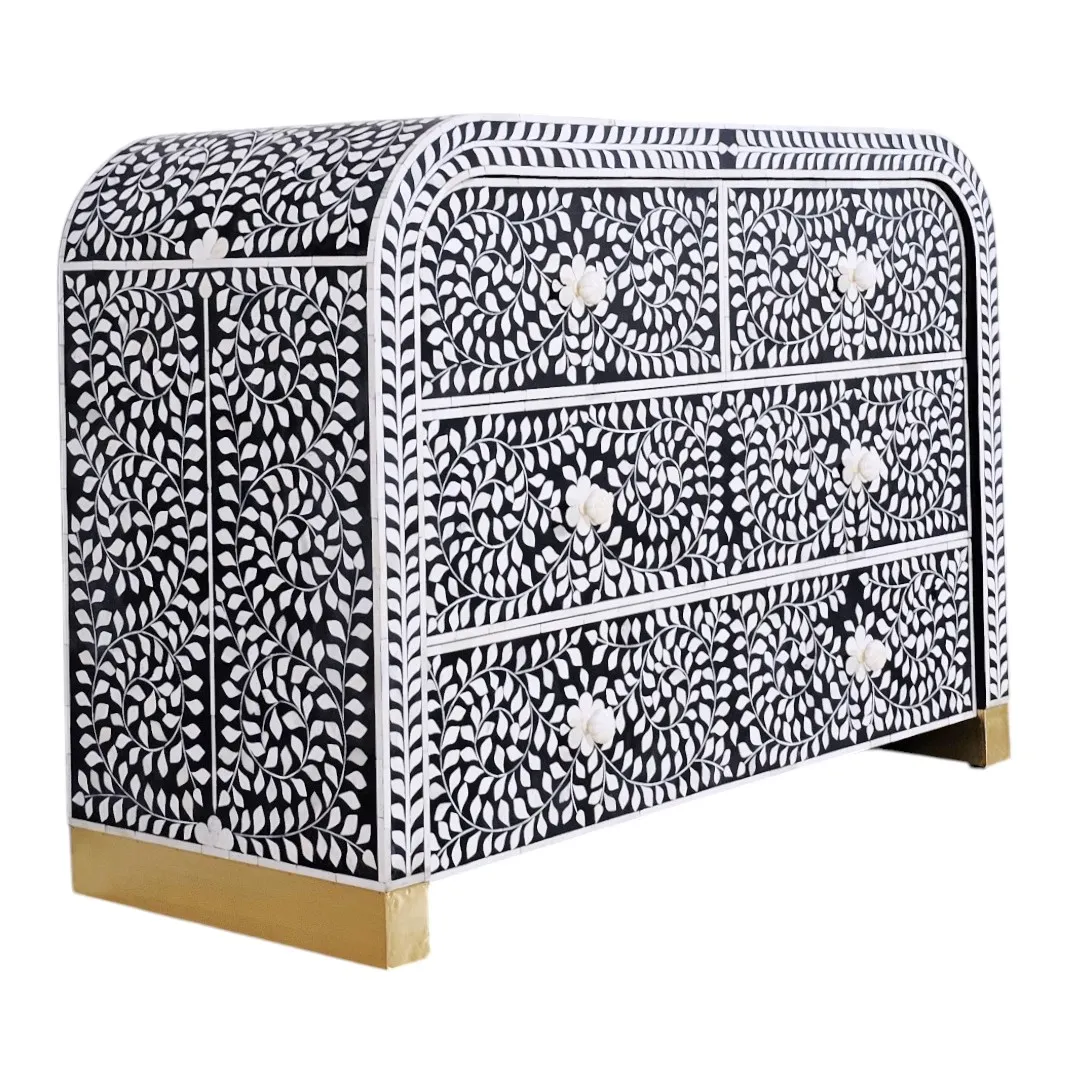 Al-Amira Floral Bone & Brass Inlay Chest