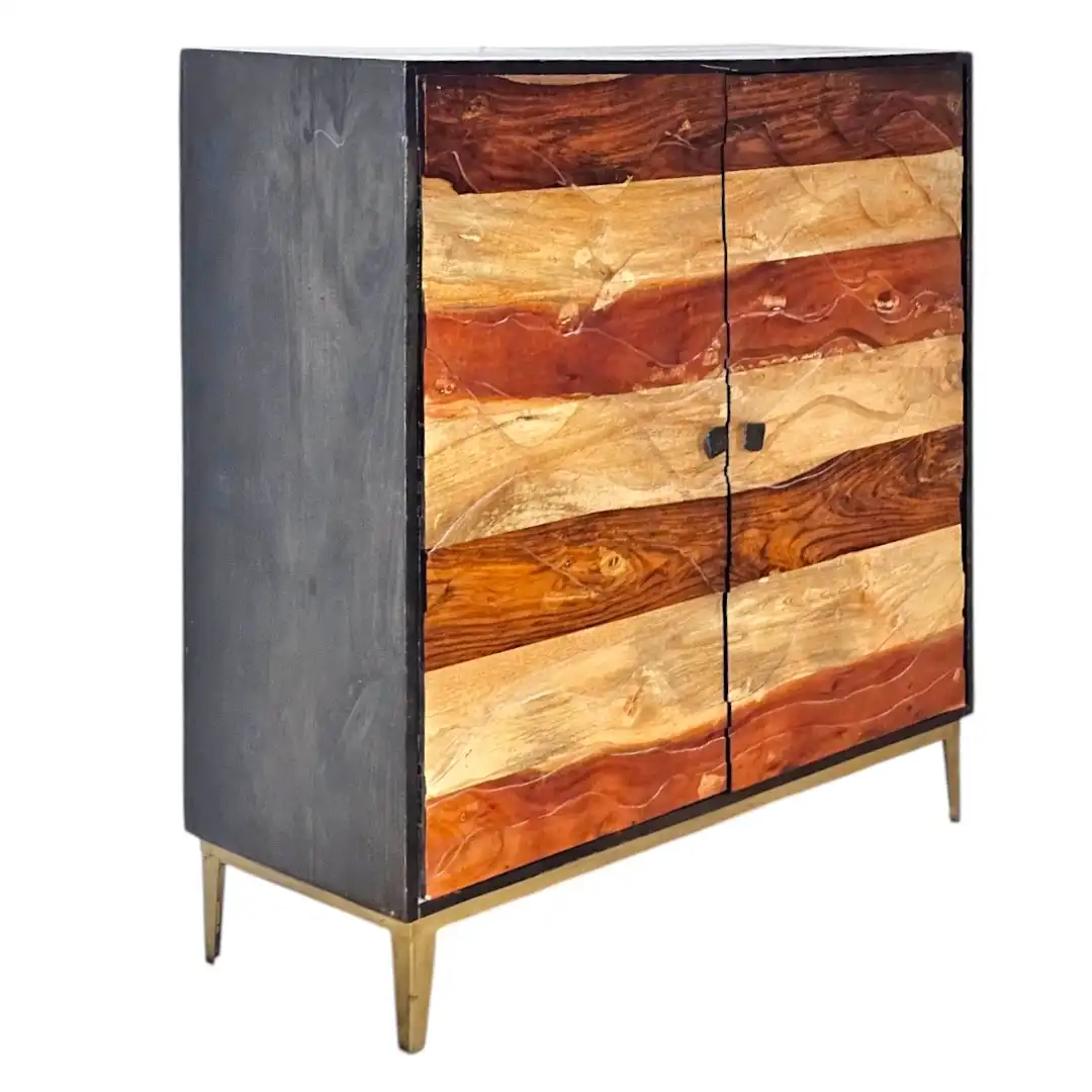 The Cubic Parquet Solid Acacia Accent Cabinet / خزانة مكعبات الخشبية الصغيرة من الأكاسيا