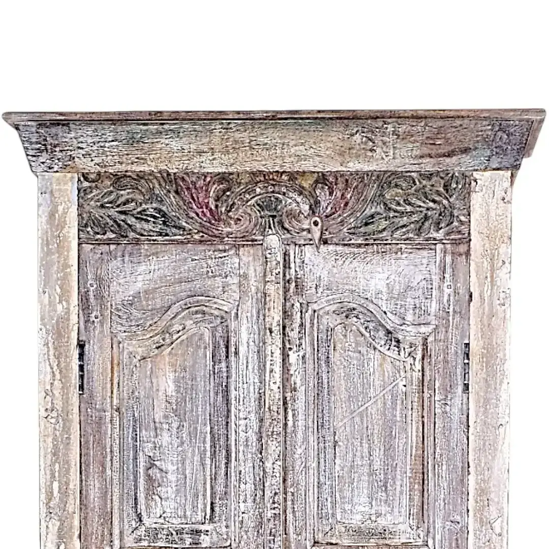 Carved Frieze Narrow Storage Cabinet