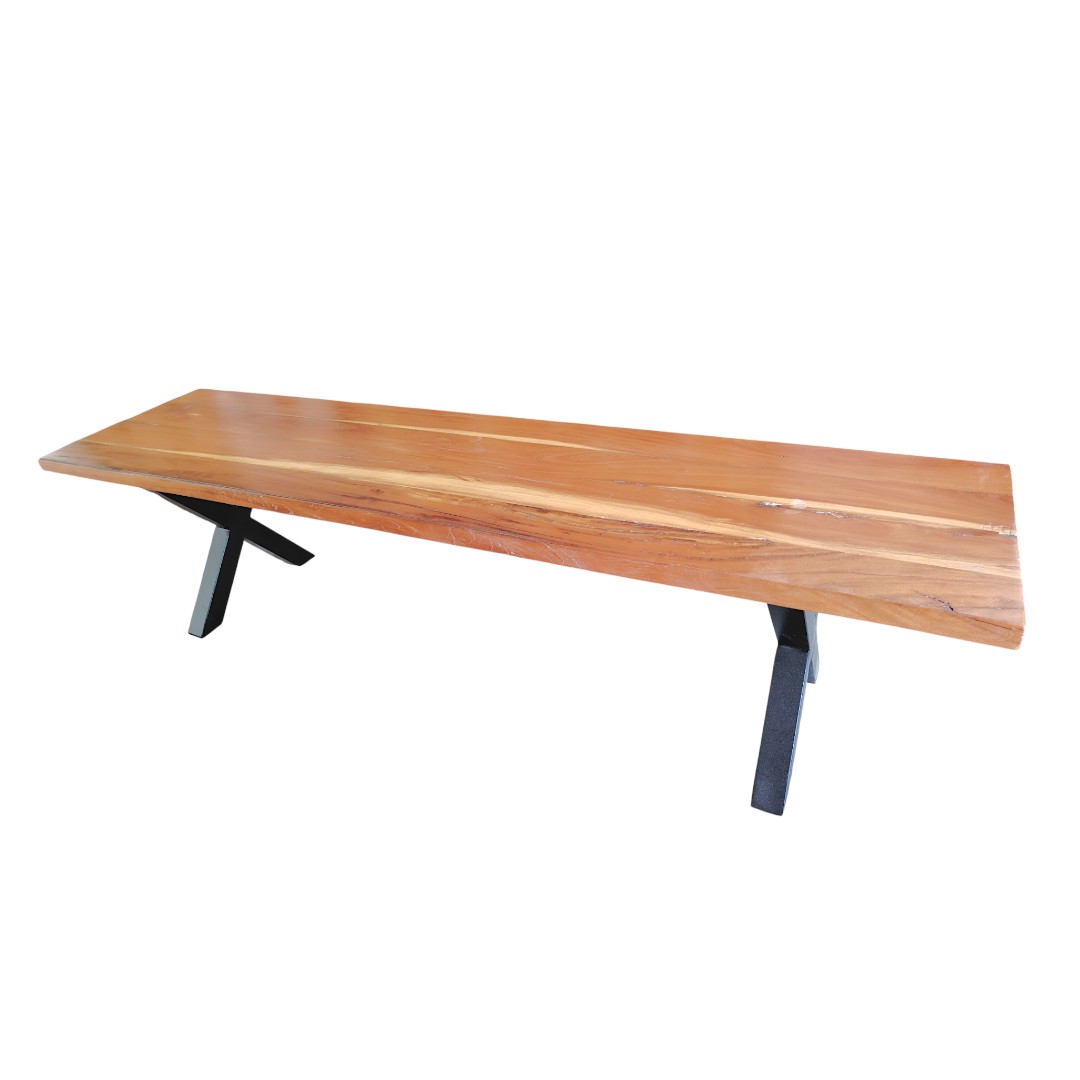 Nature's Edge Wooden Bench with Metal Base