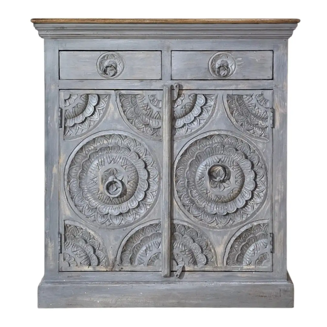 The Marwar Lotus Medallion Hand-Carved Sideboard