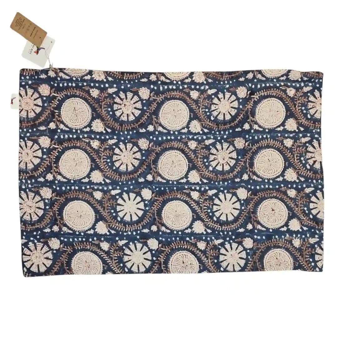 The "Zahra Scroll" Hand-Block Medallion Cushion Cover