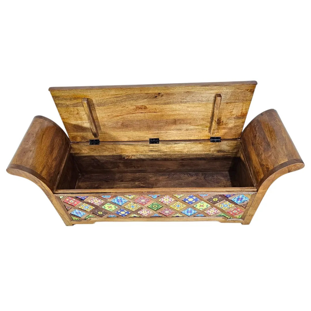 Qasr Al-Atlas Mango Wood & Azulejo Trunk (Malle d'Orient)