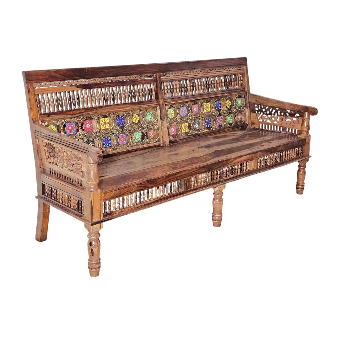 Shah Jahan Rosewood Geometric Sofa & Armchair Set