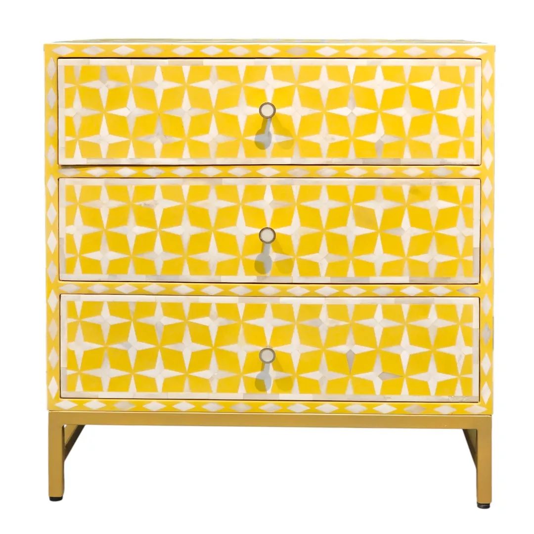 Cosmos Bone Inlay Nightstand, Citrine