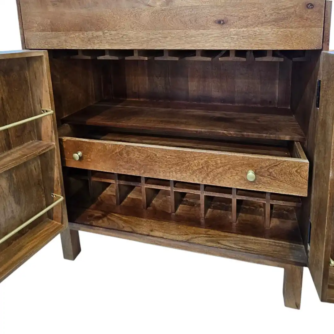 The Moderno Dual-Zone Drop-Front Bar & Coffee Cabinet