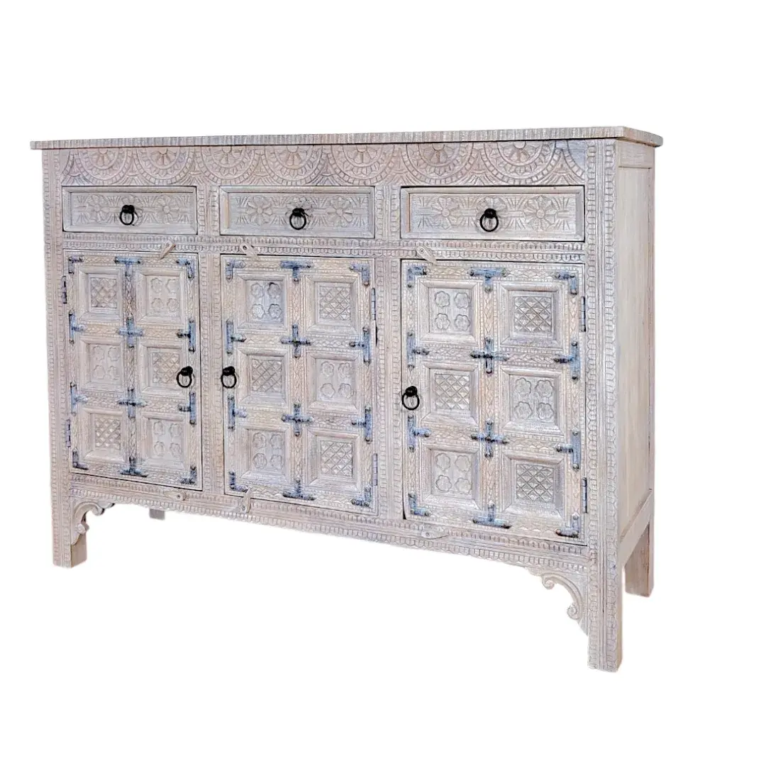 Artisan Citadel Carved Bāb al-Qal'a (باب القلعة - Gate of the Citadel) Sideboard