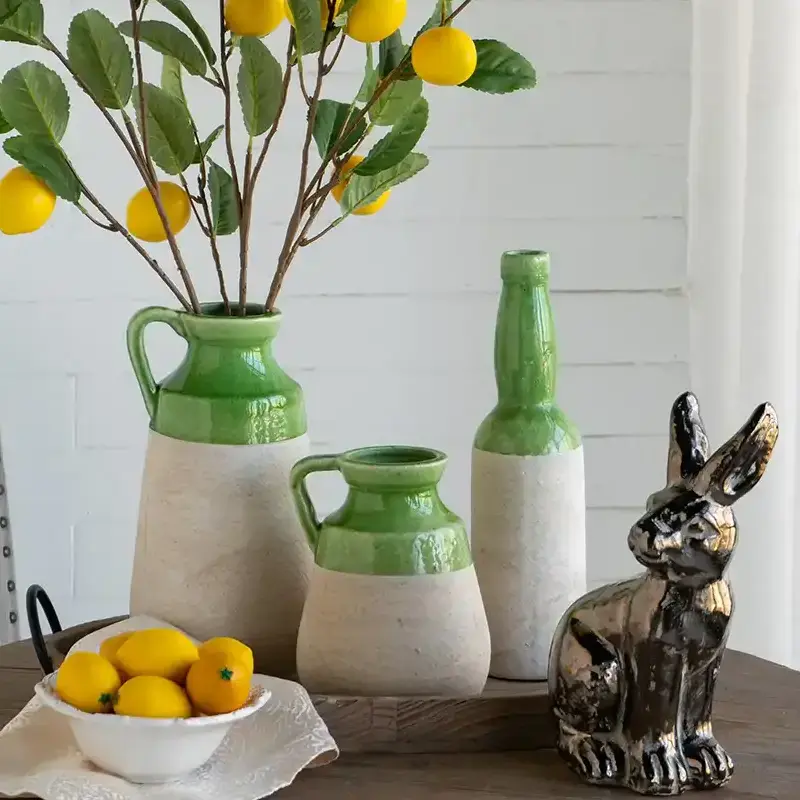 Green & White Two Tone Jug Vase
