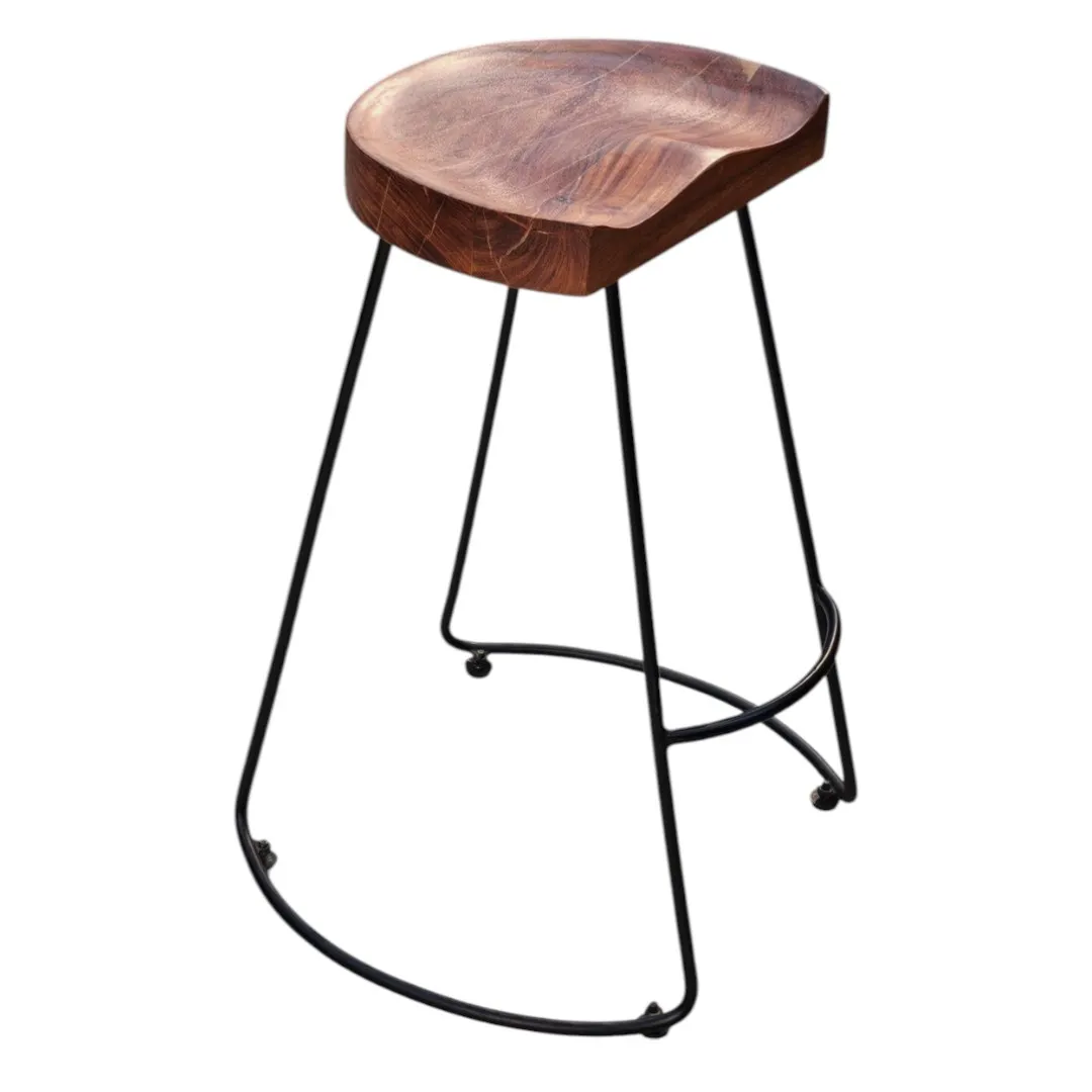 Grayson Hand-Scooped Acacia Bar Stool