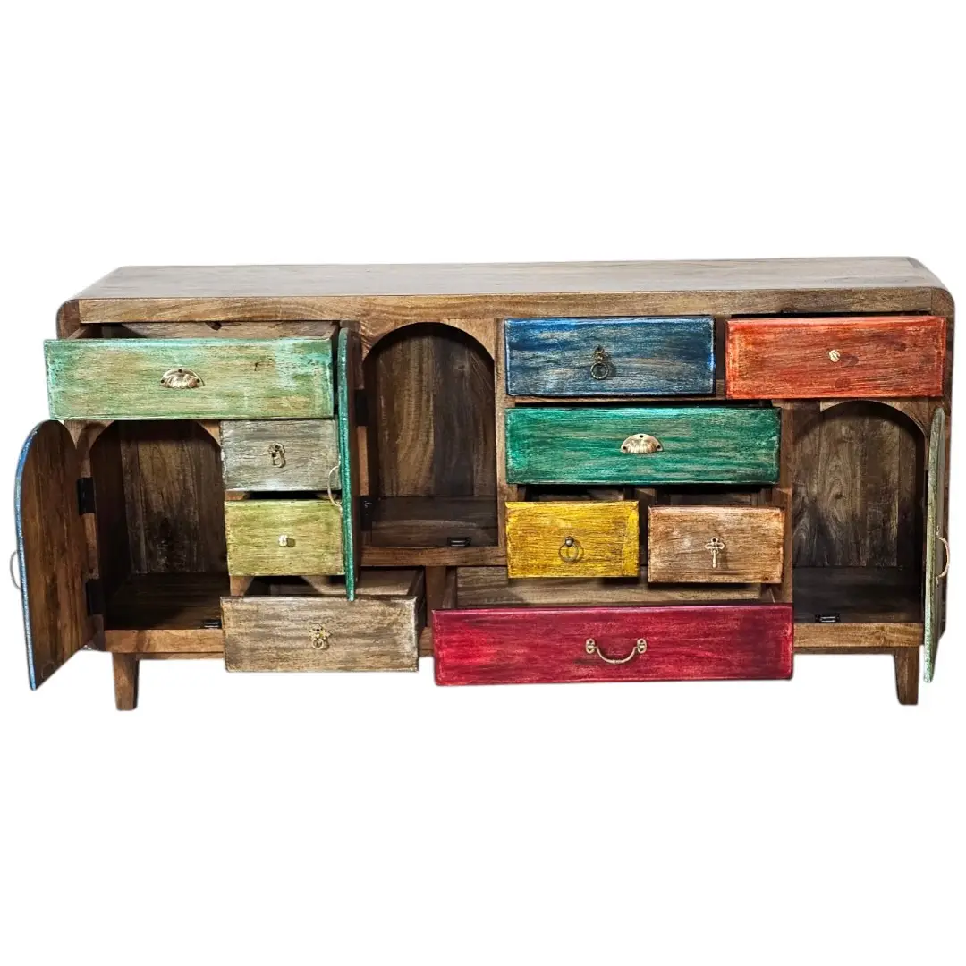 Retro-Chic Arched Mango Wood Sideboard