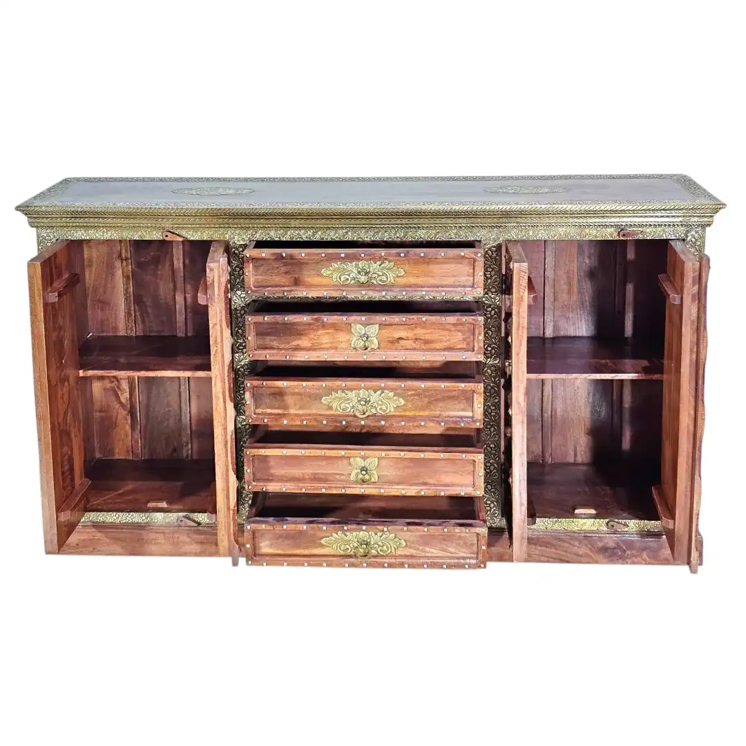 The Al-Zahra Royal Brass-Clad Artisan Sideboard