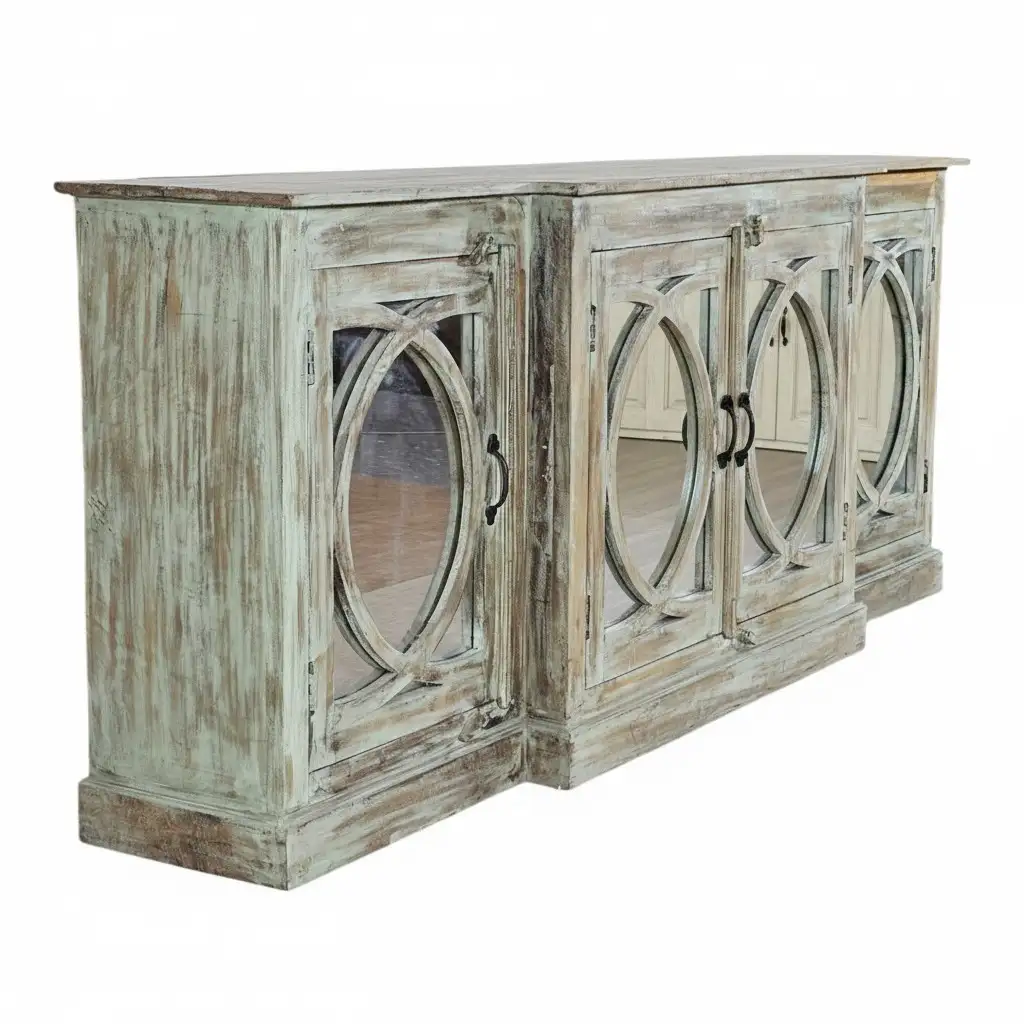 The Palladian Verdigris Mirrored Credenza