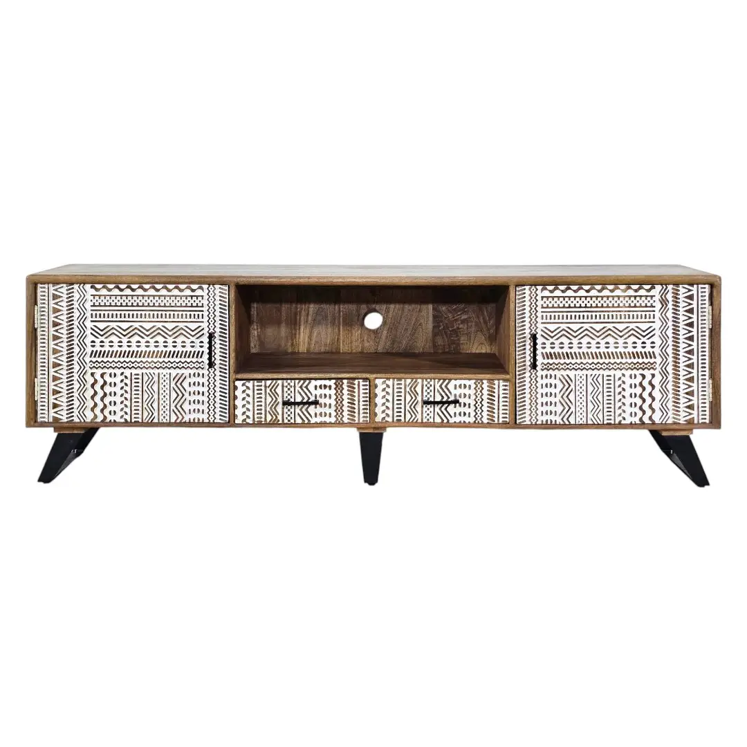 Northwestern India & West African Geo-Chiseled  Media Console