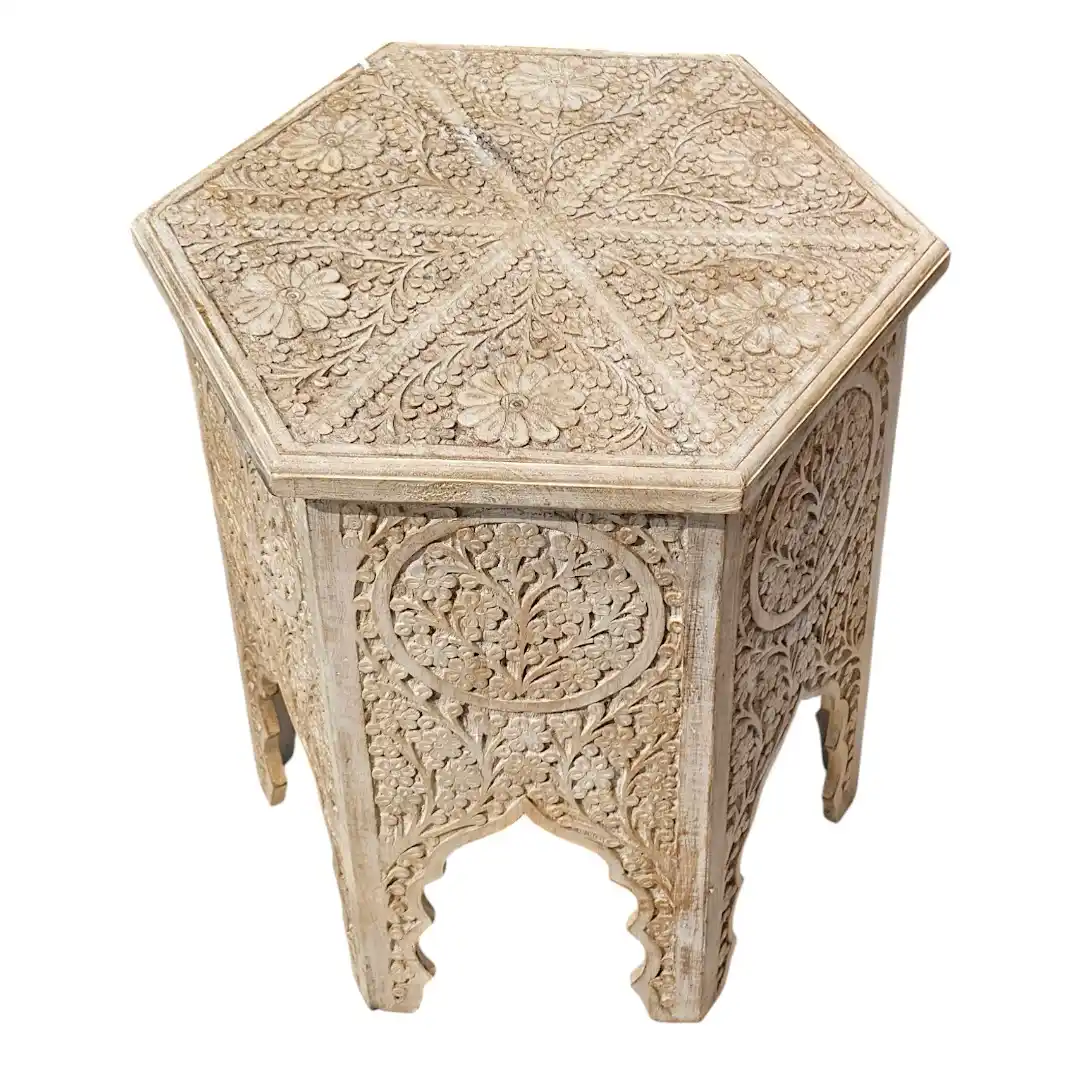 Soltan Al-Mansur Carved Mango Wood Pedestal