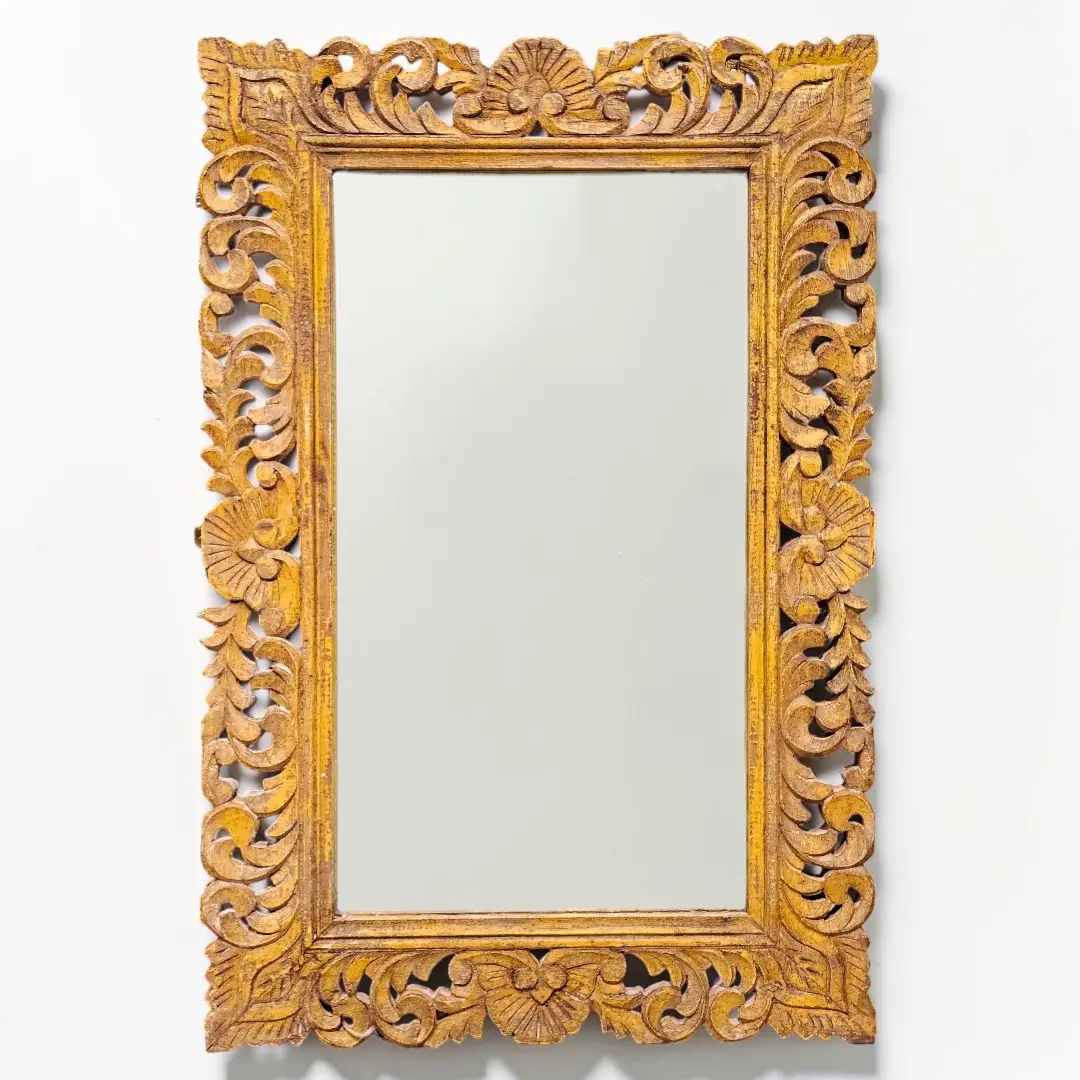 Fleur Scroll Hand-Carved Mirror