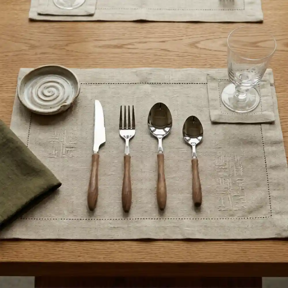 Wood-Handled Stainless Steel Dinner Fork