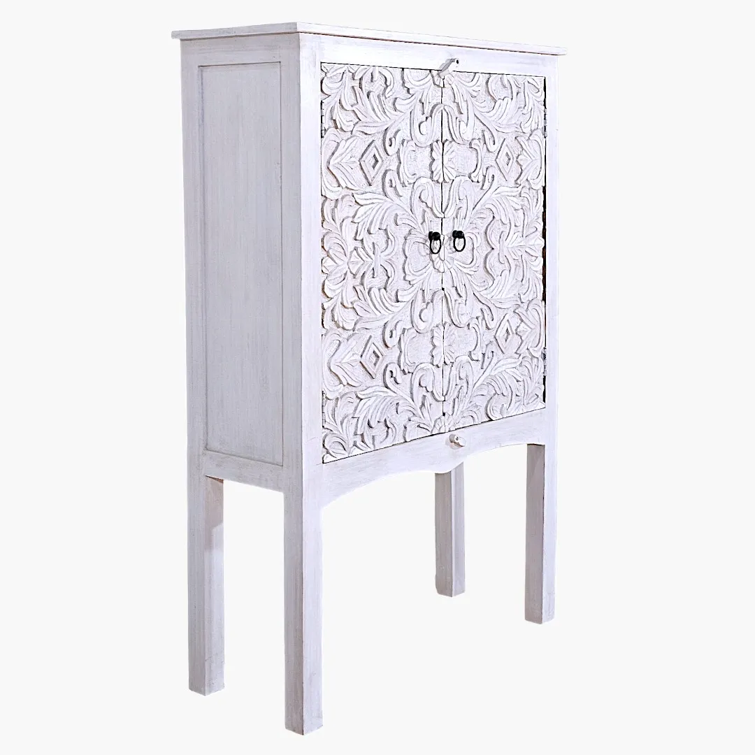 Moroccan-Style Hand-Carved Storage Cabinet