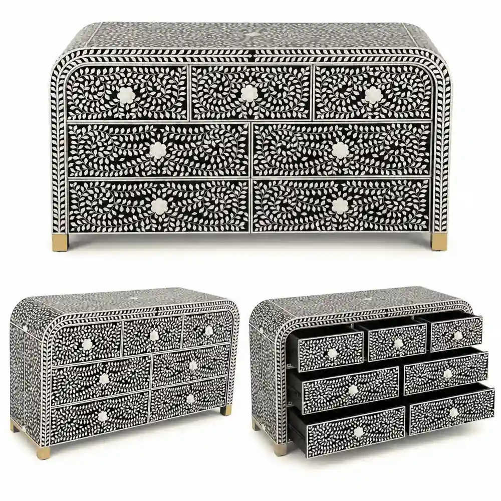 Amani Botanical Bone Inlay 7-Drawer Chest
