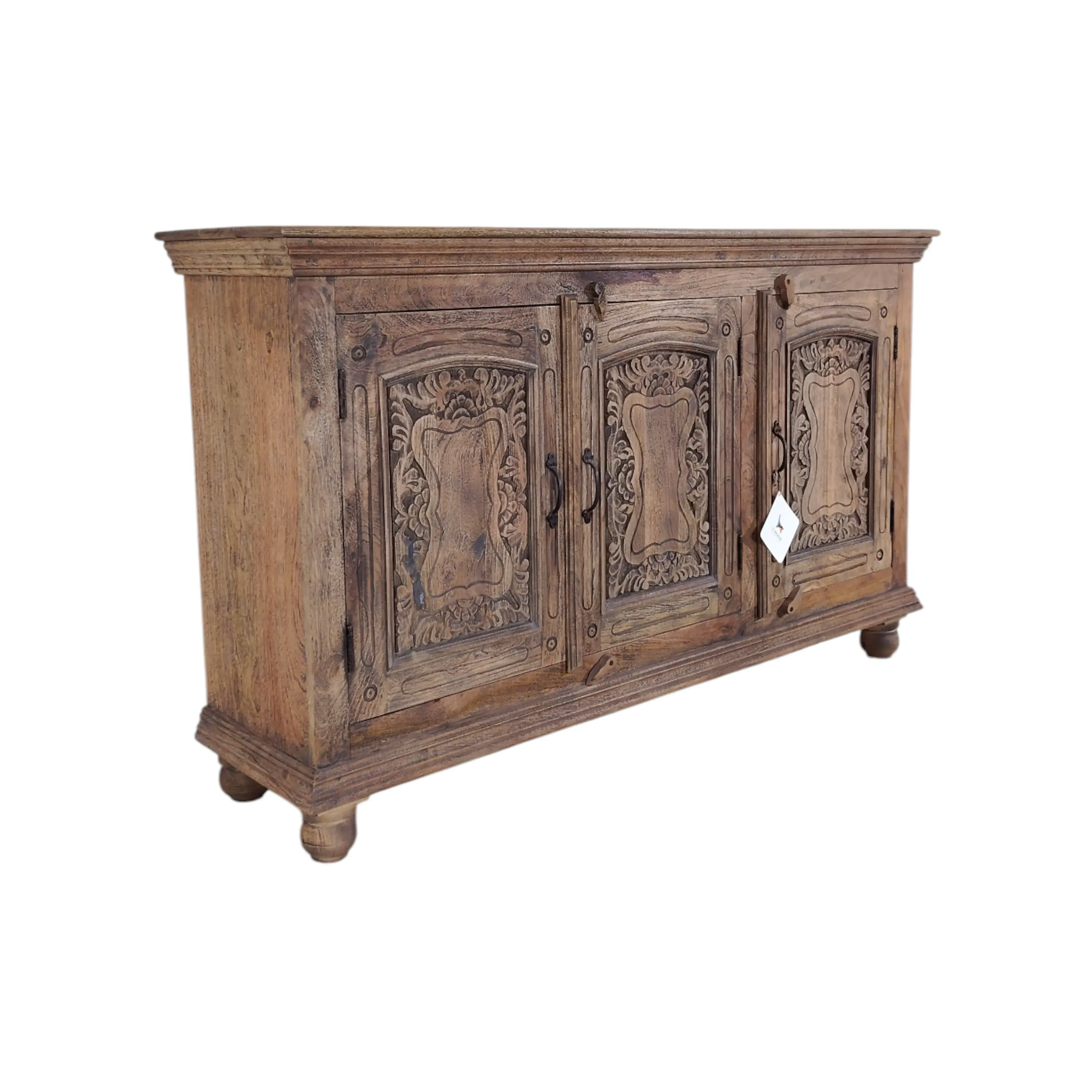 Artisanal Carved Wood Sideboard