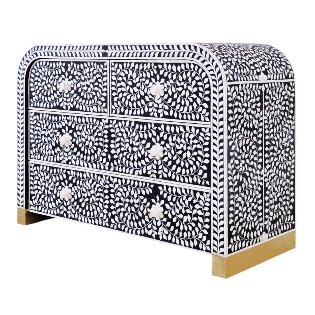 Al-Amira Floral Bone & Brass Inlay Chest