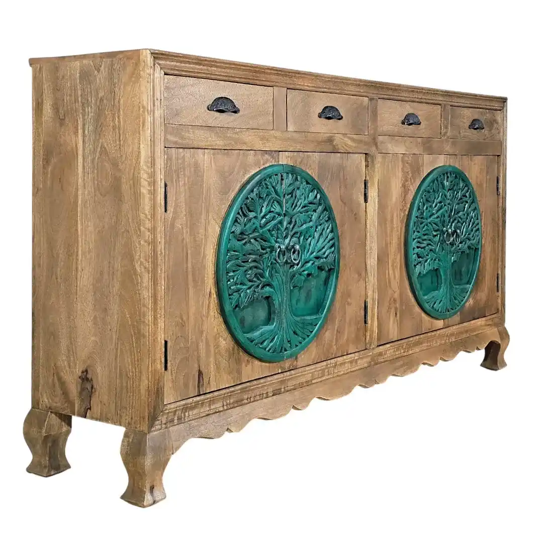 Banyan Grove Hand-Carved 4-Drawer Sideboard