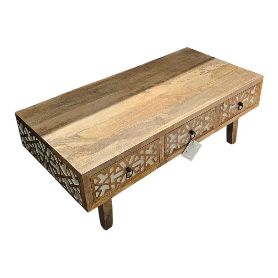Fes-Tessera Hand-Carved Coffee Table