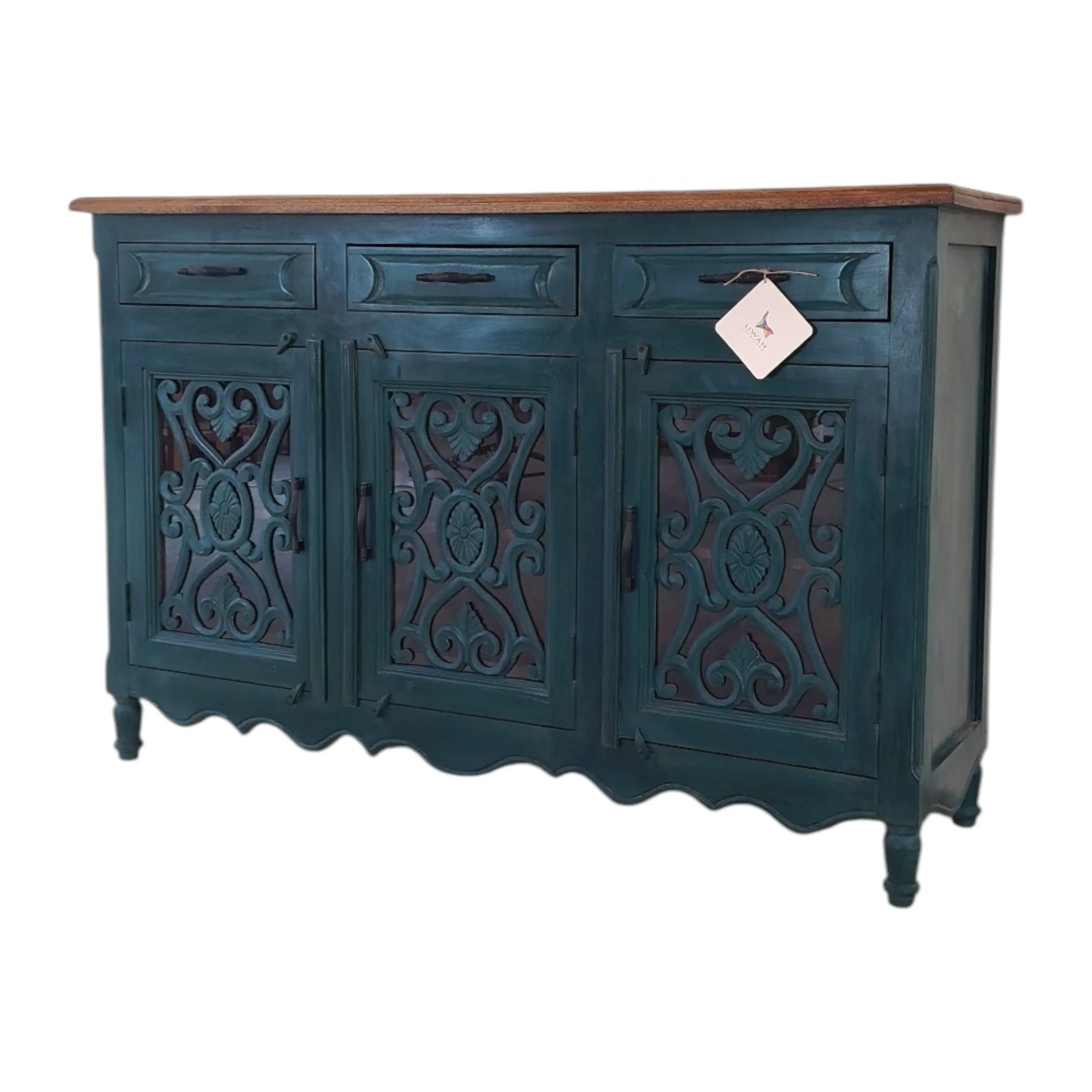 Deep Teal Lattice Sideboard
