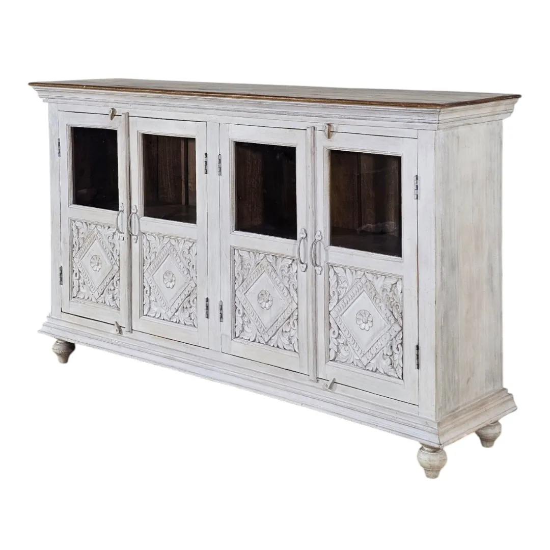 The Tara Carved Wood & Glass Buffet