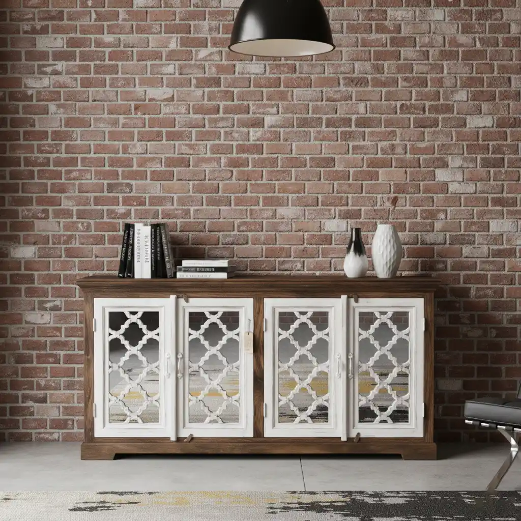 Jaipur Mirror Carved Sideboard