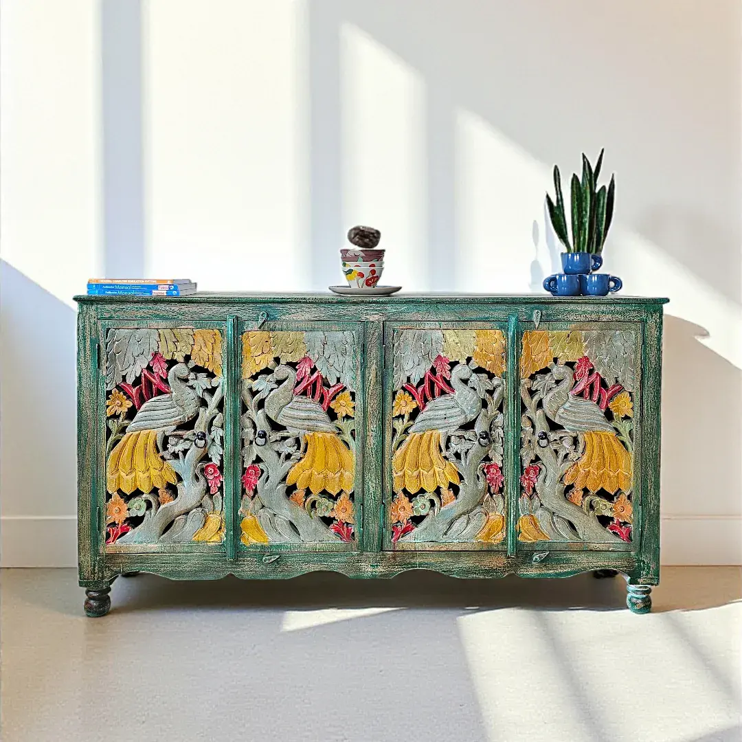 Peacock Garden Carved Buffet