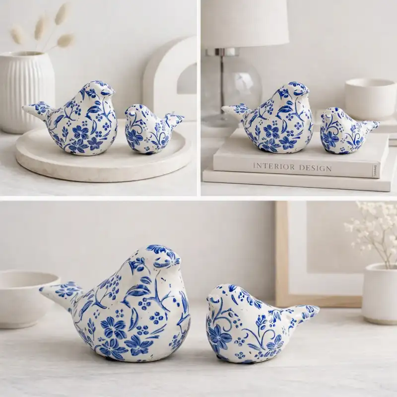 Aiden Botanical Ceramic Bird Set of 2
