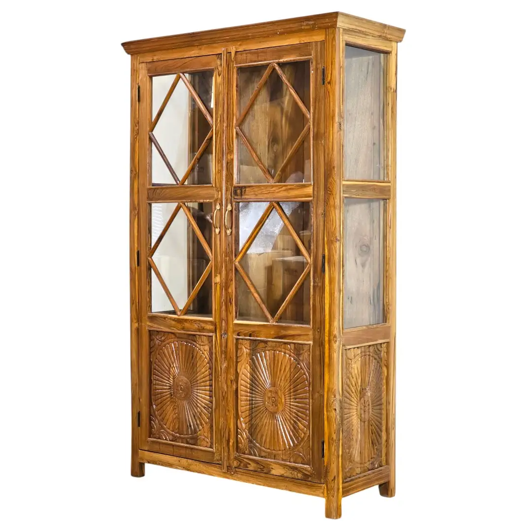 Al-Taj Teak & Glass Khazana Display Cabinet