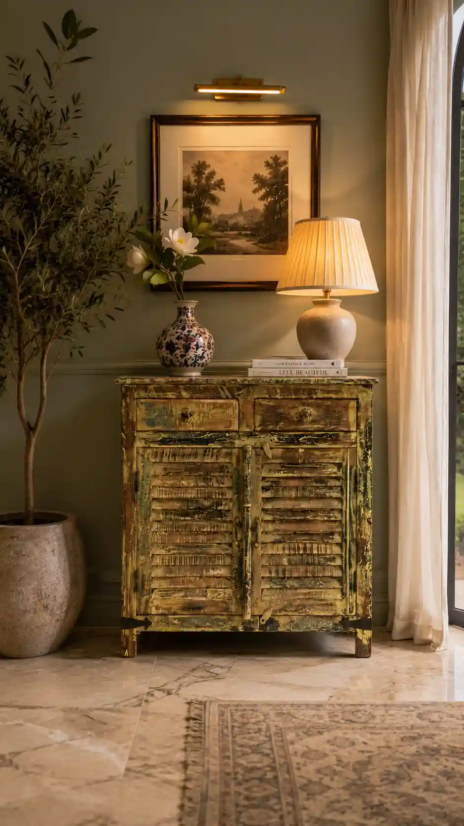 The Avignon Provincial Louvered Sideboard