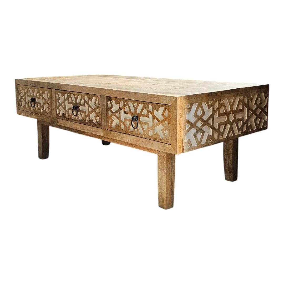 Fes-Tessera Hand-Carved Coffee Table