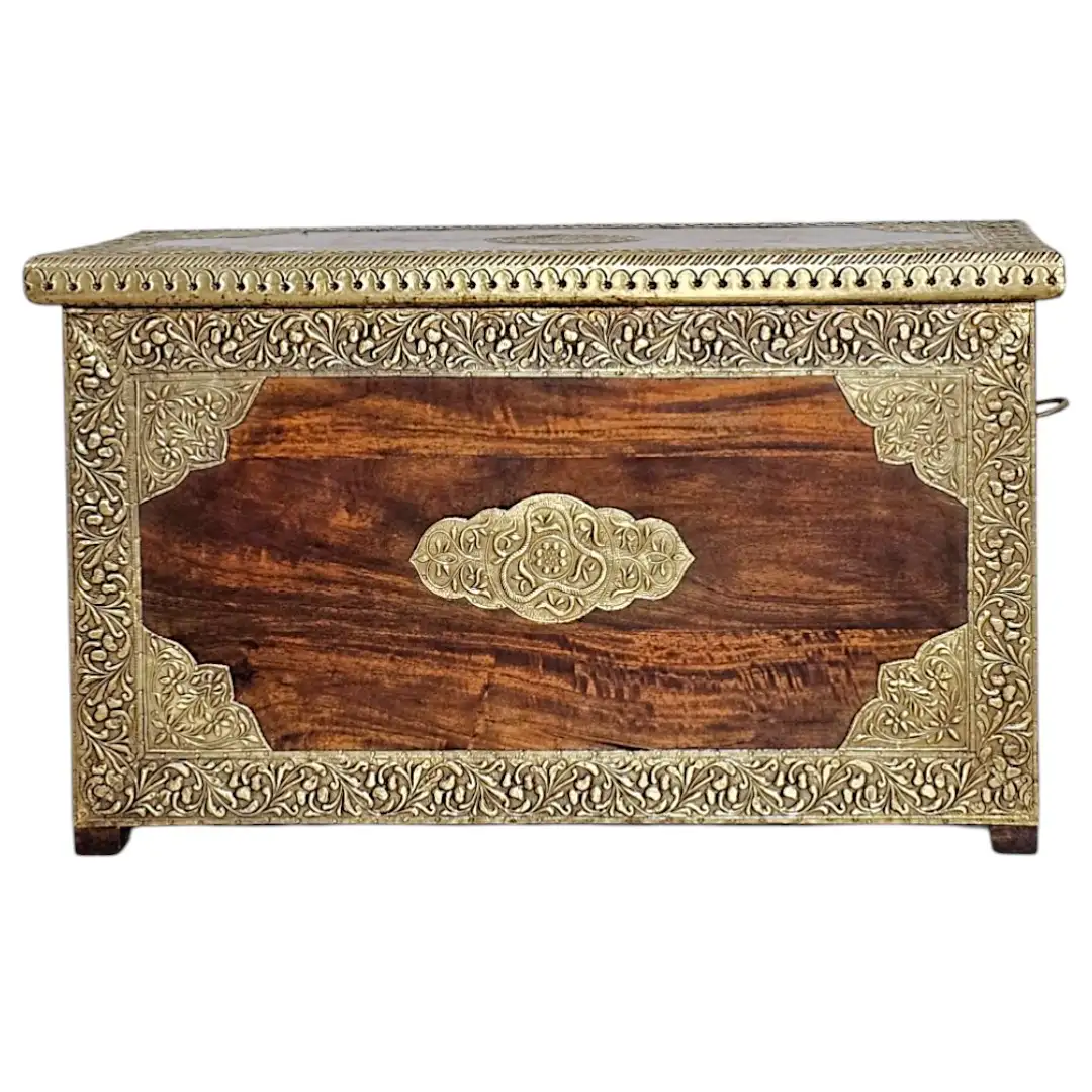 Marwari Rosewood & Brass-Clad Trunk