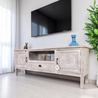 Whitewashed Media Console