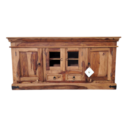 Media console, warm brown finish