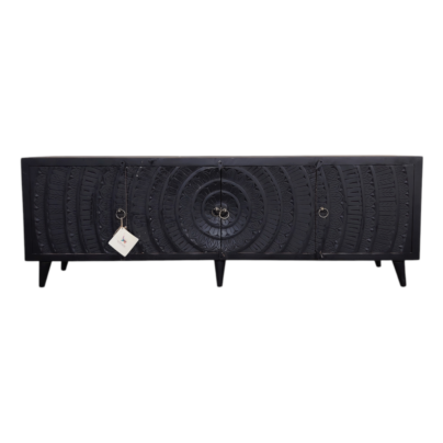Carved Door TV Console - Black