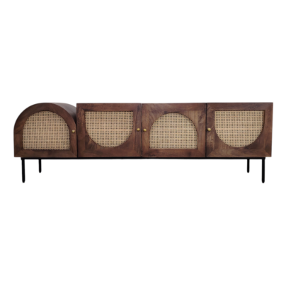 Rattan Door Media Unit - Brown/Natural