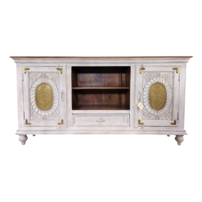 Artisan Carved Media Console Off-white