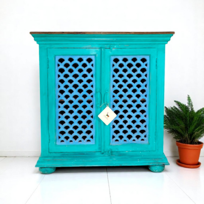 Azure Lattice Artisanal Cabinet