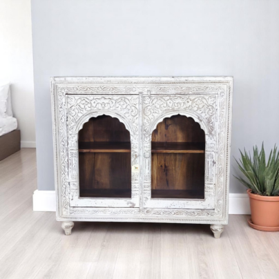 Artisan Carved Glass Display Cabinet